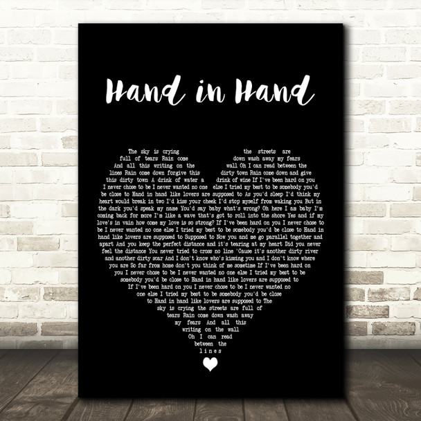 Dire Straights Hand in Hand Black Heart Decorative Wall Art Gift Song Lyric Print