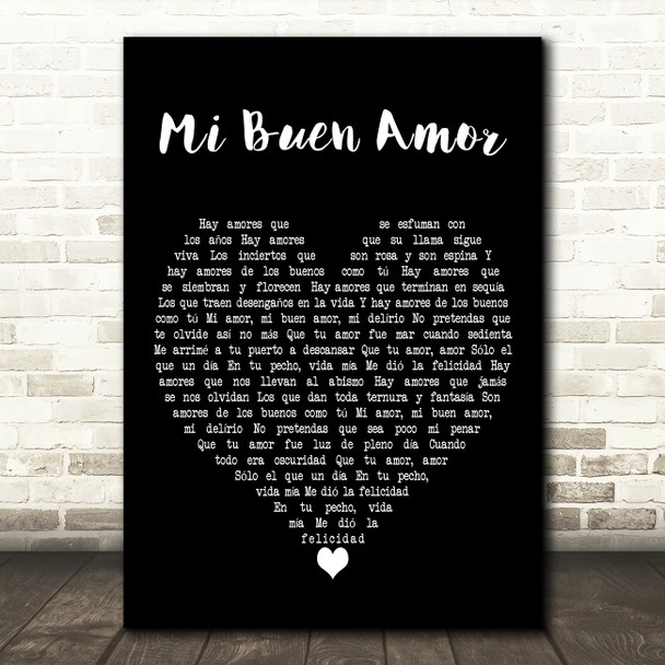 Gloria Estefan Mi Buen Amor Black Heart Decorative Wall Art Gift Song Lyric Print