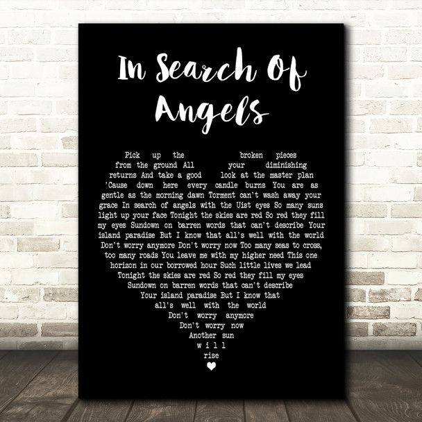 Runrig In Search Of Angels Black Heart Decorative Wall Art Gift Song Lyric Print