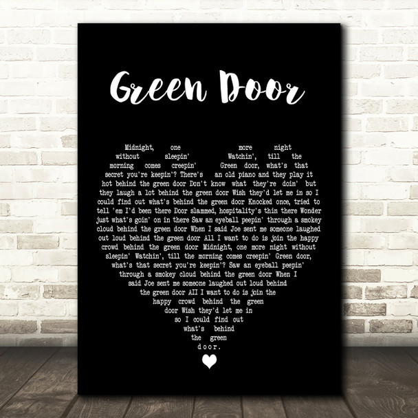 Shakin' Stevens Green Door Black Heart Decorative Wall Art Gift Song Lyric Print