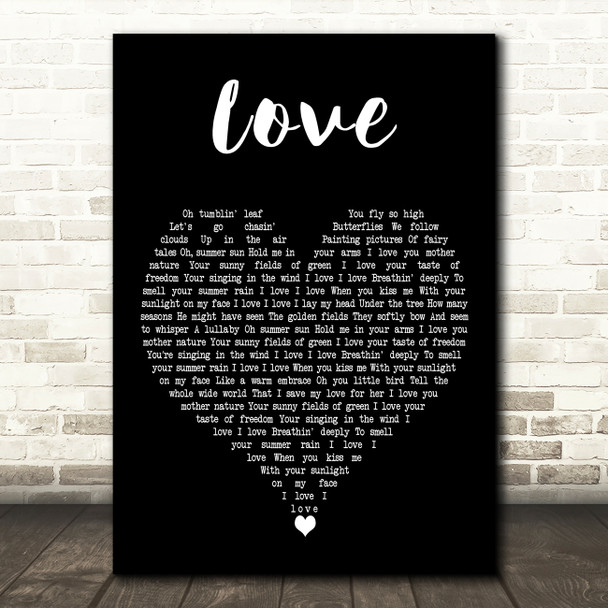 Lennon & Maisy Stella Love Black Heart Decorative Wall Art Gift Song Lyric Print