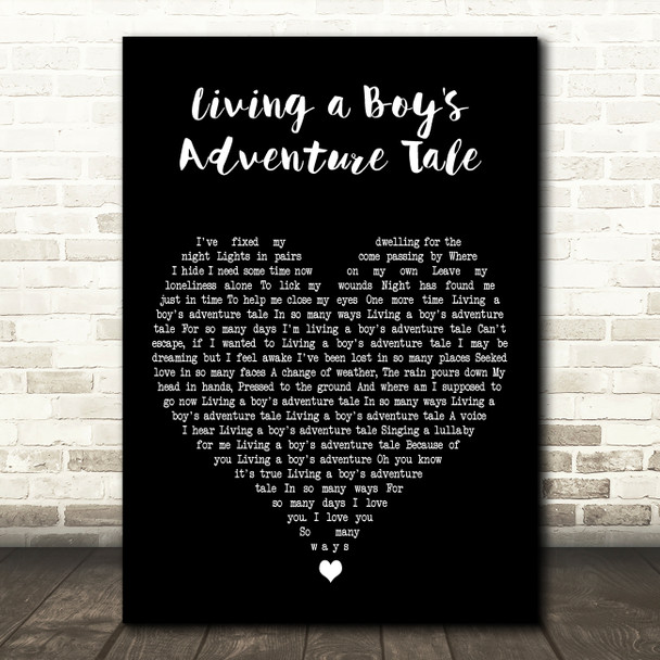 A-ha Living a Boy's Adventure Tale Black Heart Decorative Gift Song Lyric Print