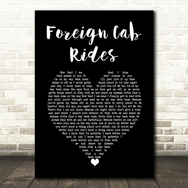 Letlive Foreign Cab Rides Black Heart Decorative Wall Art Gift Song Lyric Print