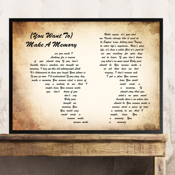 Bon Jovi (You Want To) Make A Memory Man Lady Couple Song Lyric Quote Print