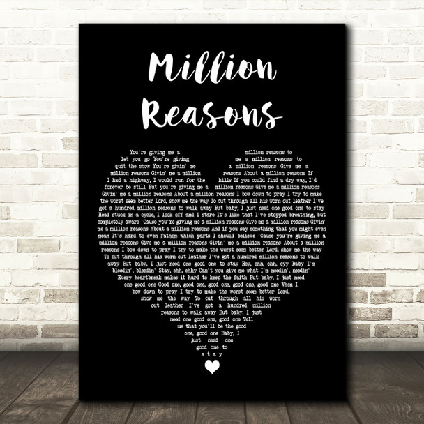 Lady Gaga Million Reasons Black Heart Decorative Wall Art Gift Song Lyric Print