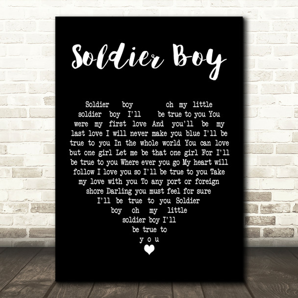 The Shirelles Soldier Boy Black Heart Decorative Wall Art Gift Song Lyric Print