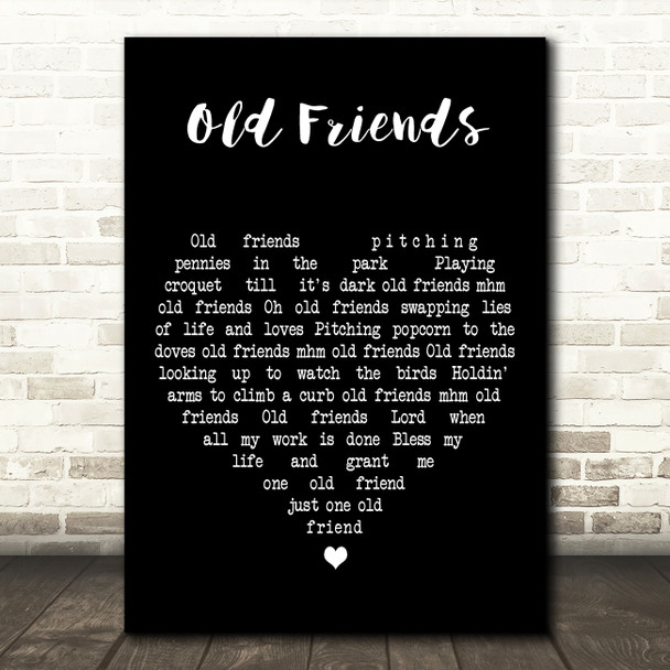 Willie Nelson Old Friends Black Heart Decorative Wall Art Gift Song Lyric Print