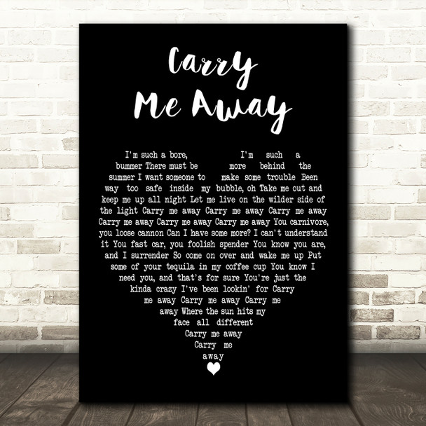John Mayer Carry Me Away Black Heart Decorative Wall Art Gift Song Lyric Print