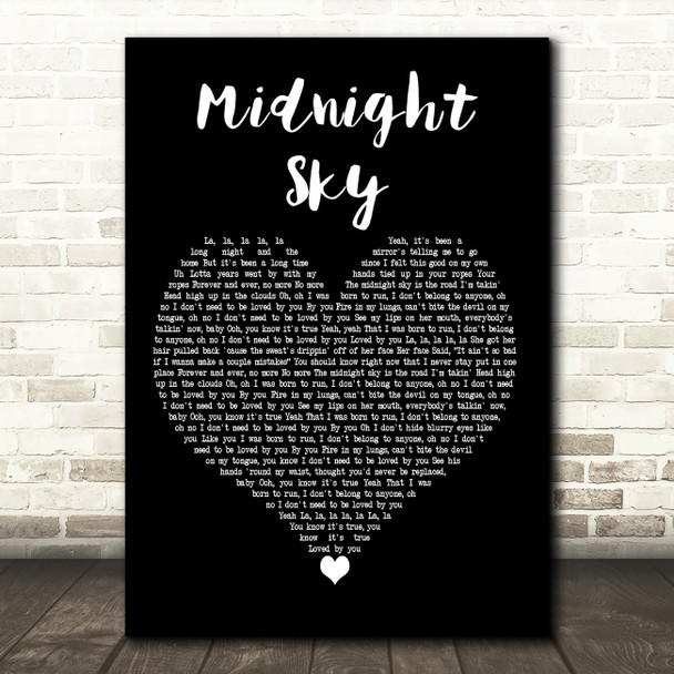 Miley Cyrus Midnight Sky Black Heart Decorative Wall Art Gift Song Lyric Print