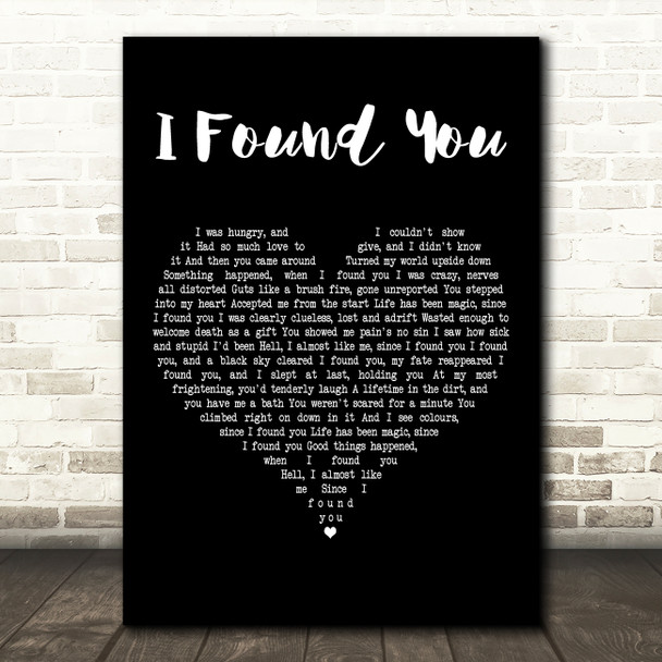 Nils Lofgren I Found You Black Heart Decorative Wall Art Gift Song Lyric Print