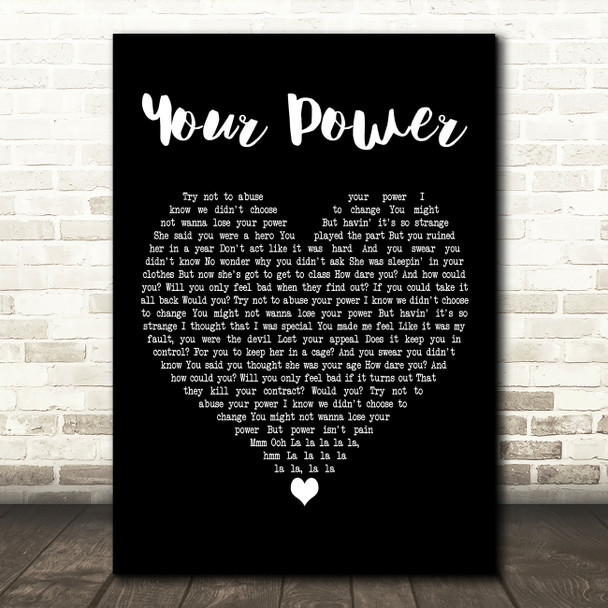 Billie Eilish Your Power Black Heart Decorative Wall Art Gift Song Lyric Print