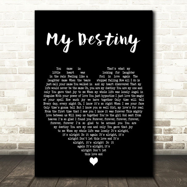 Lionel Richie My Destiny Black Heart Decorative Wall Art Gift Song Lyric Print