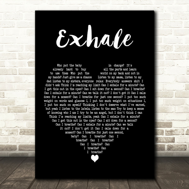 Sabrina Carpenter Exhale Black Heart Decorative Wall Art Gift Song Lyric Print