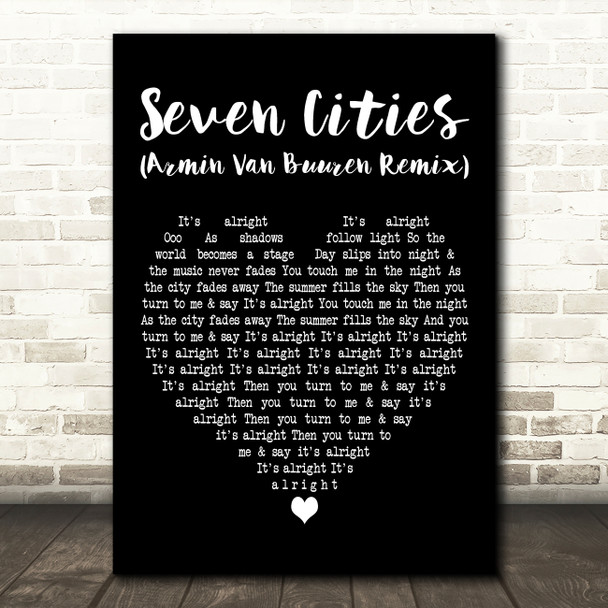 Solarstone Seven Cities (Armin Van Buuren Remix) Black Heart Song Lyric Print