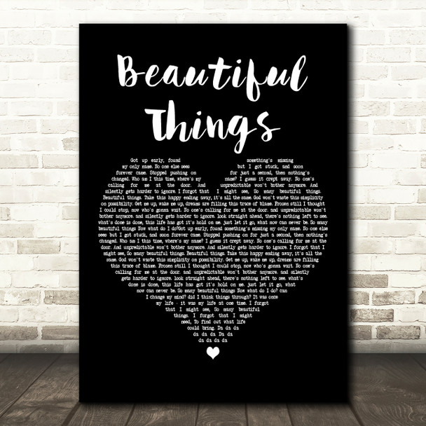 Andain Beautiful Things Black Heart Decorative Wall Art Gift Song Lyric Print