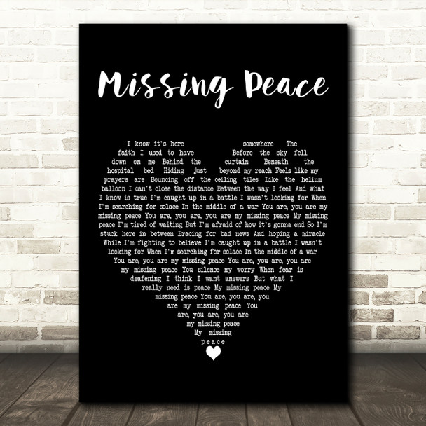 JJ Heller Missing Peace Black Heart Decorative Wall Art Gift Song Lyric Print
