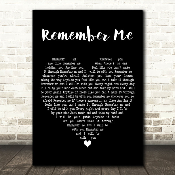 The Osmonds Remember Me Black Heart Decorative Wall Art Gift Song Lyric Print