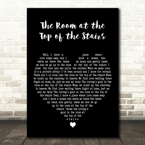 Eddie Rabbitt The Room at the Top of the Stairs Black Heart Song Lyric Print