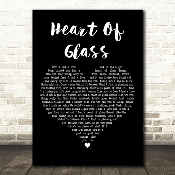 Blondie Heart Of Glass Black Heart Decorative Wall Art Gift Song Lyric Print