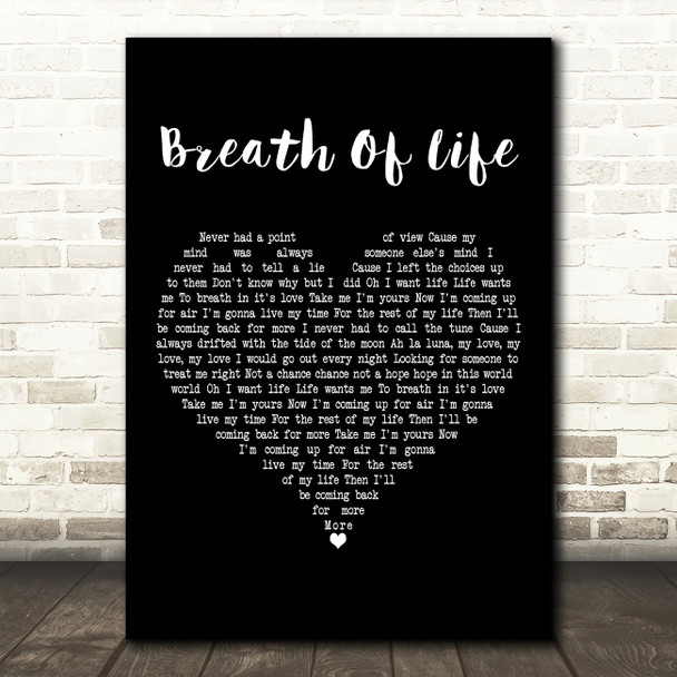 Erasure Breath Of Life Black Heart Decorative Wall Art Gift Song Lyric Print