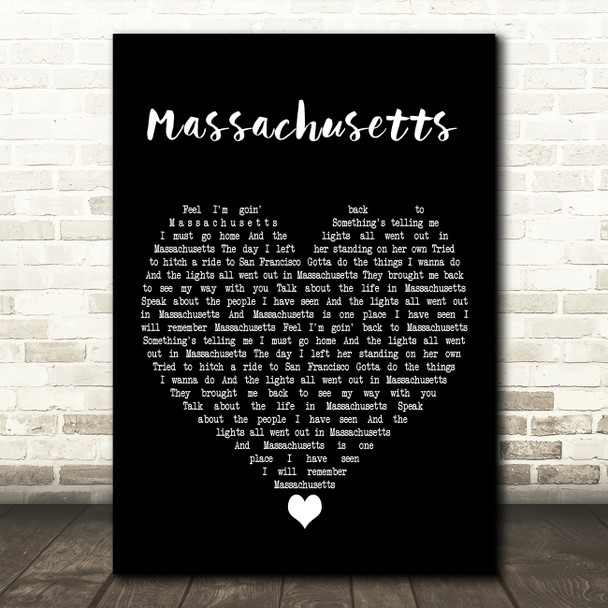 Bee Gees Massachusetts Black Heart Decorative Wall Art Gift Song Lyric Print