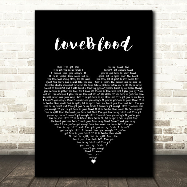 King Charles Loveblood Black Heart Decorative Wall Art Gift Song Lyric Print