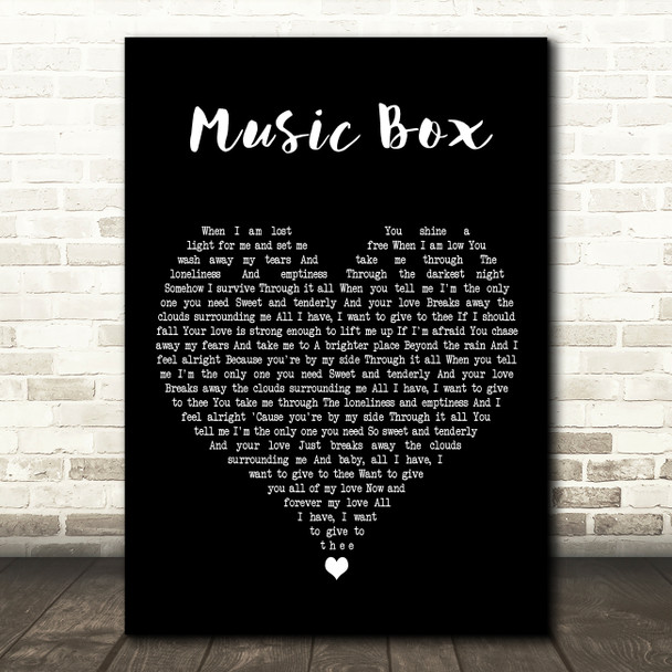 Mariah Carey Music Box Black Heart Decorative Wall Art Gift Song Lyric Print