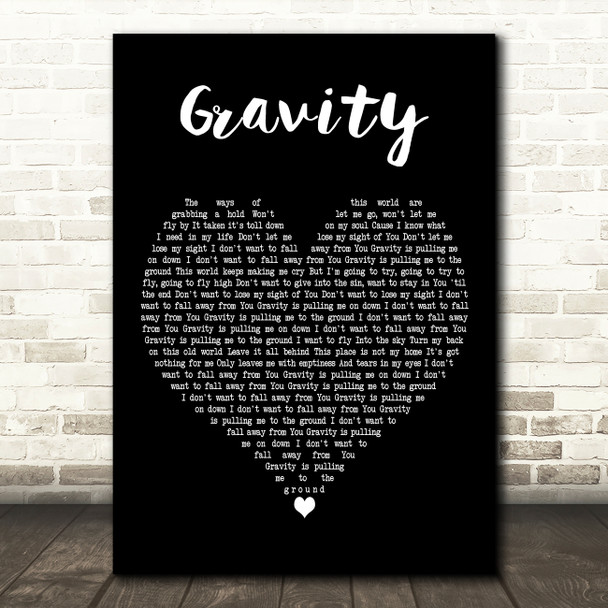 Shawn McDonald Gravity Black Heart Decorative Wall Art Gift Song Lyric Print