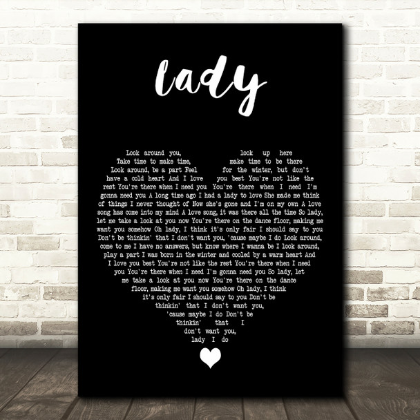 Little River Band Lady Black Heart Decorative Wall Art Gift Song Lyric Print