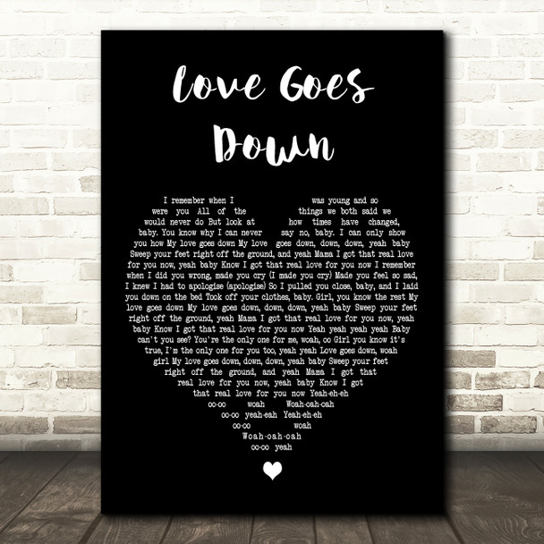 Plan B Love Goes Down Black Heart Decorative Wall Art Gift Song Lyric Print