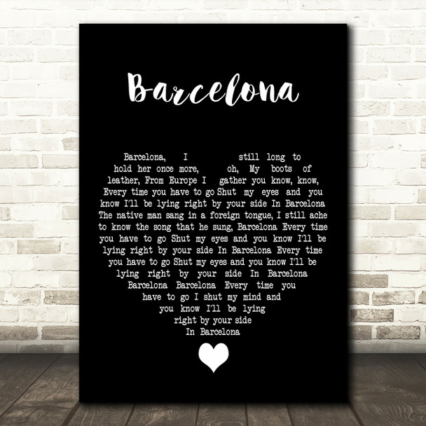 George Ezra Barcelona Black Heart Decorative Wall Art Gift Song Lyric Print