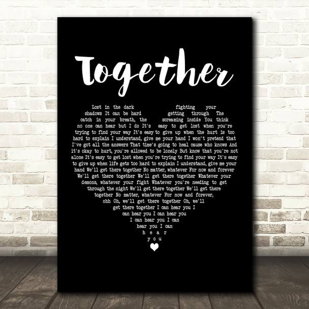 Jamie Lawson Together Black Heart Decorative Wall Art Gift Song Lyric Print