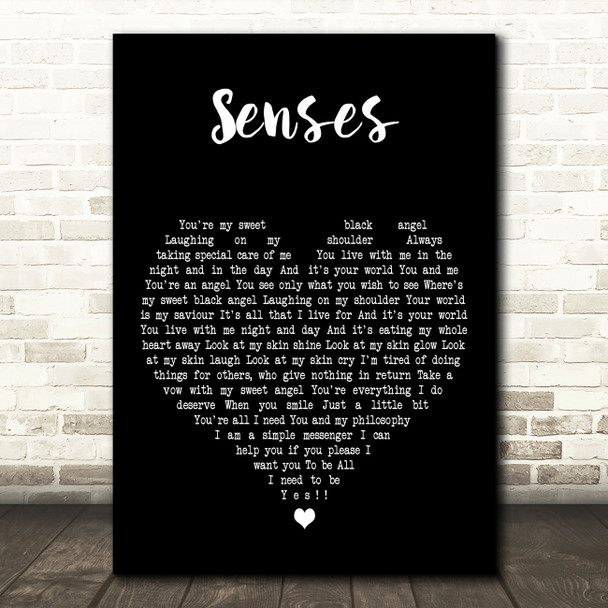 The Charlatans Senses Black Heart Decorative Wall Art Gift Song Lyric Print