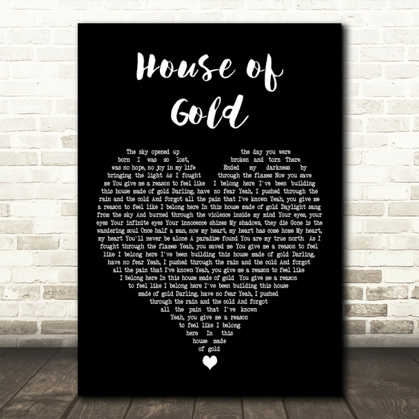 Atreyu House of Gold Black Heart Decorative Wall Art Gift Song Lyric Print