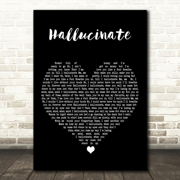 Dua Lipa Hallucinate Black Heart Decorative Wall Art Gift Song Lyric Print