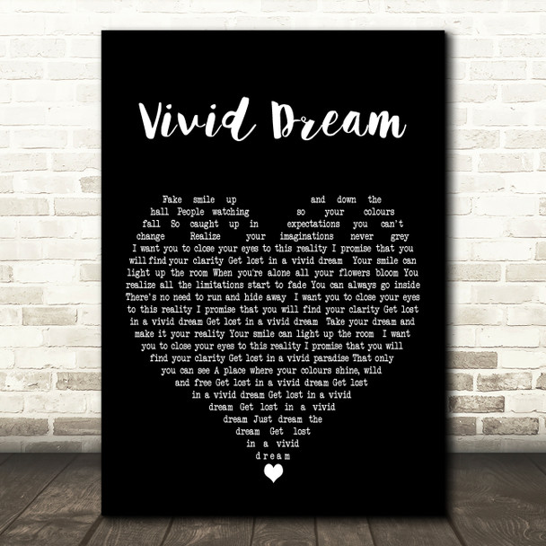 Ruby Jay Vivid Dream Black Heart Decorative Wall Art Gift Song Lyric Print