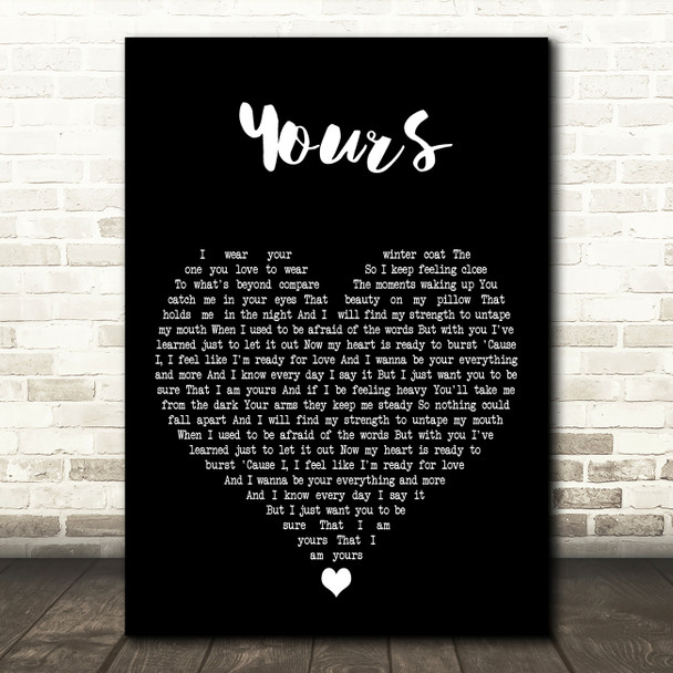 Ella Henderson Yours Black Heart Decorative Wall Art Gift Song Lyric Print