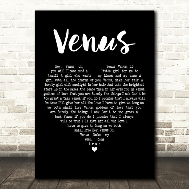 Frankie Avalon Venus Black Heart Decorative Wall Art Gift Song Lyric Print
