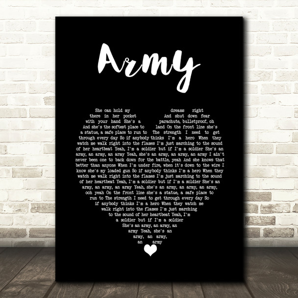 Lady Antebellum Army Black Heart Decorative Wall Art Gift Song Lyric Print