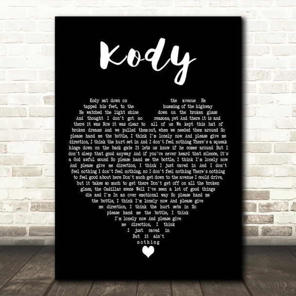 Matchbox Twenty Kody Black Heart Decorative Wall Art Gift Song Lyric Print