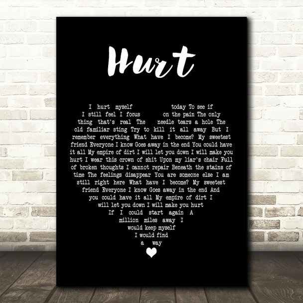 Nine Inch Nails Hurt Black Heart Decorative Wall Art Gift Song Lyric Print