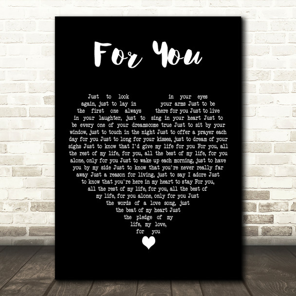 John Denver For You Black Heart Decorative Wall Art Gift Song Lyric Print