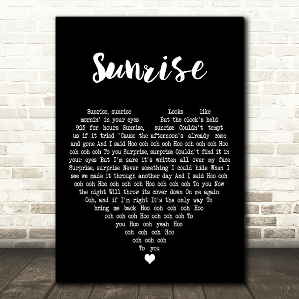 Norah Jones Sunrise Black Heart Decorative Wall Art Gift Song Lyric Print