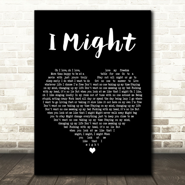 Tom Grennan I Might Black Heart Decorative Wall Art Gift Song Lyric Print