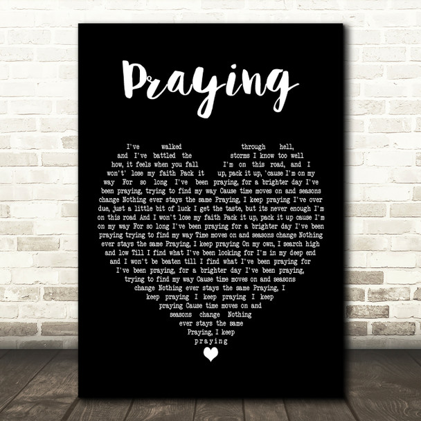 Tom Grennan Praying Black Heart Decorative Wall Art Gift Song Lyric Print