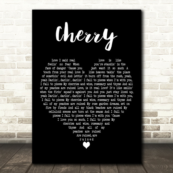 Lana Del Rey Cherry Black Heart Decorative Wall Art Gift Song Lyric Print