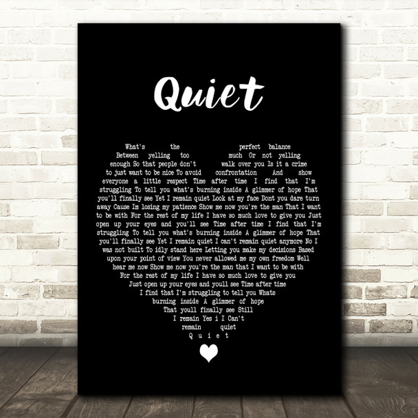 Natalie Weiss Quiet Black Heart Decorative Wall Art Gift Song Lyric Print