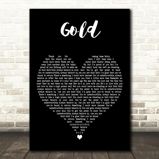 Spandau Ballet Gold Black Heart Decorative Wall Art Gift Song Lyric Print