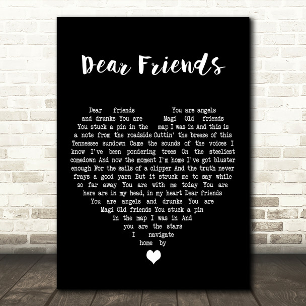 Elbow Dear Friends Black Heart Decorative Wall Art Gift Song Lyric Print