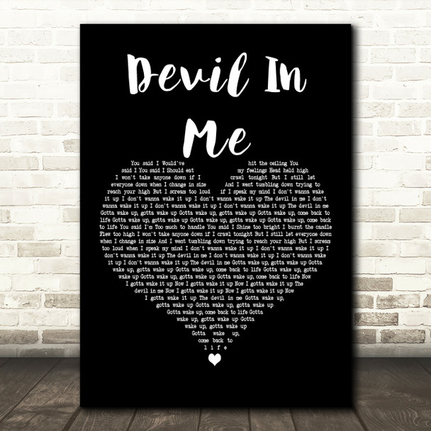 Halsey Devil In Me Black Heart Decorative Wall Art Gift Song Lyric Print